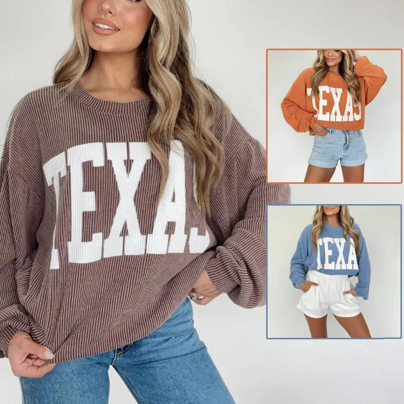 🔥Hot Sale OVERSIZED RIB CREWNECK SWEATSHIRT on model, beige color